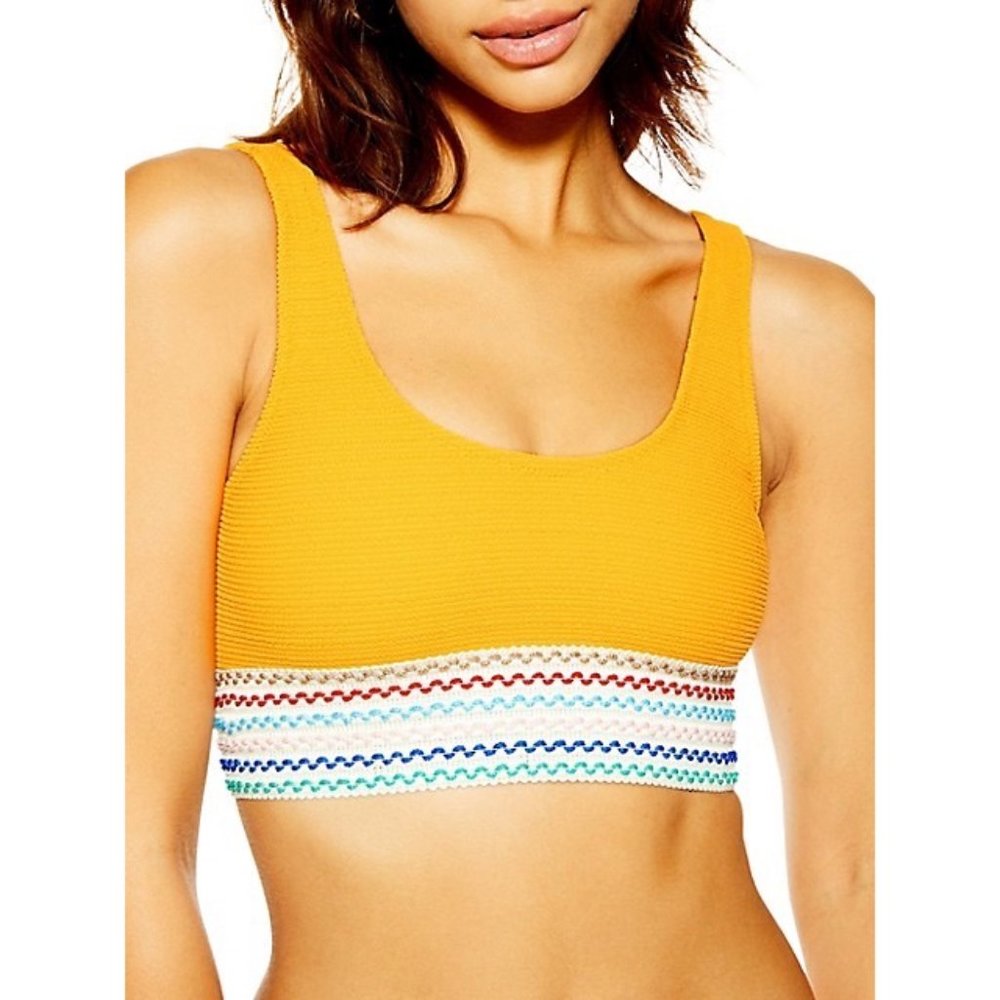 TOPSHOP ORANGE CRINKLE ELASTIC CROP BIKINI TOP
